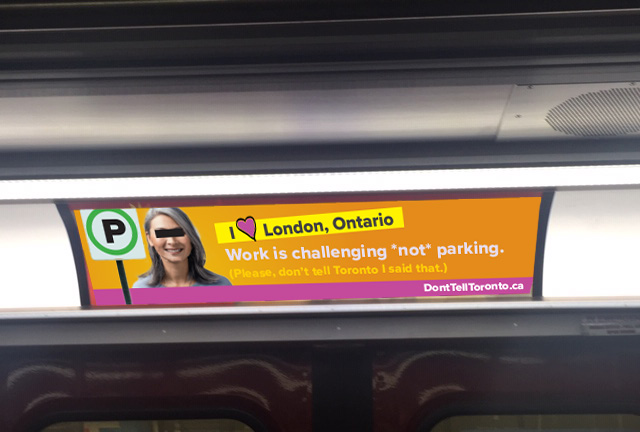 A Don't Tell Toronto Ad in Toronto subway